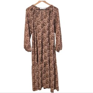 ASTR The Label Blush Rust Tiered Floral V-Neck Midi Dress Size Small